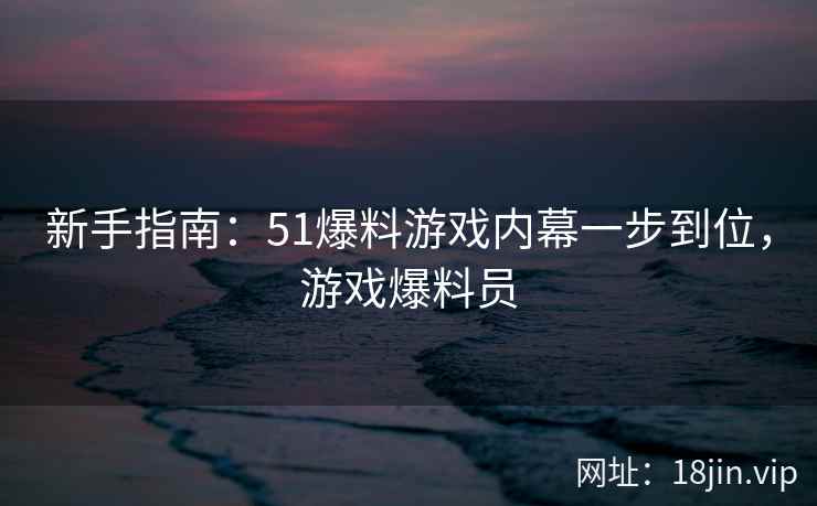 新手指南：51爆料游戏内幕一步到位，游戏爆料员