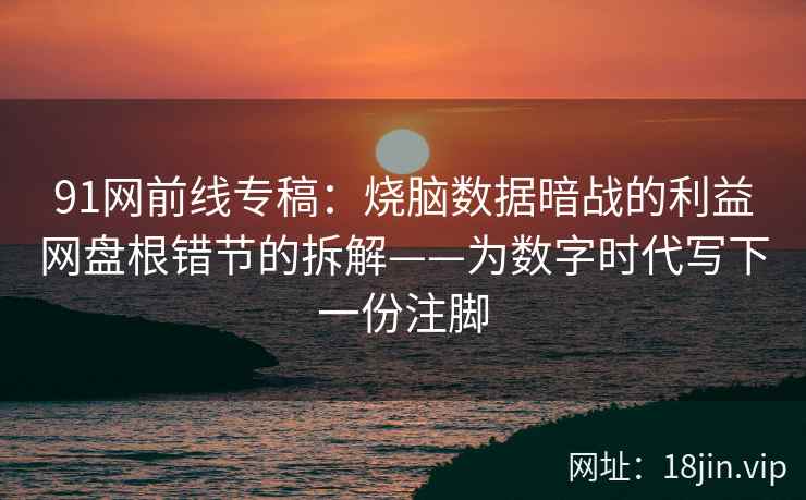 91网前线专稿：烧脑数据暗战的利益网盘根错节的拆解——为数字时代写下一份注脚
