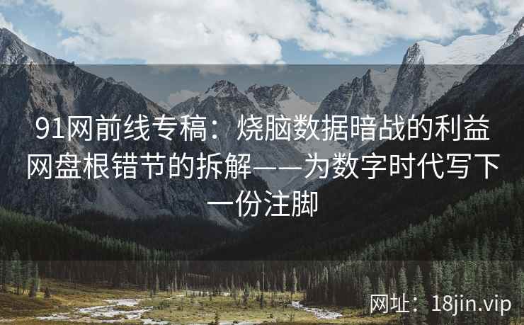 91网前线专稿：烧脑数据暗战的利益网盘根错节的拆解——为数字时代写下一份注脚